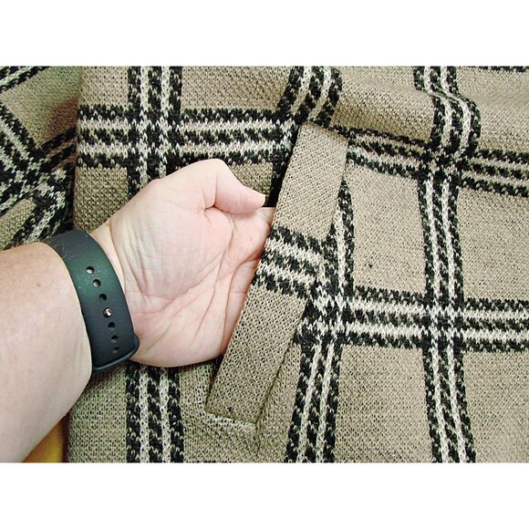 Serengeti Womens 2X Wool Jacket Shacket Sweater Tan Black Plaid Button Up Pocket - Picture 9 of 11